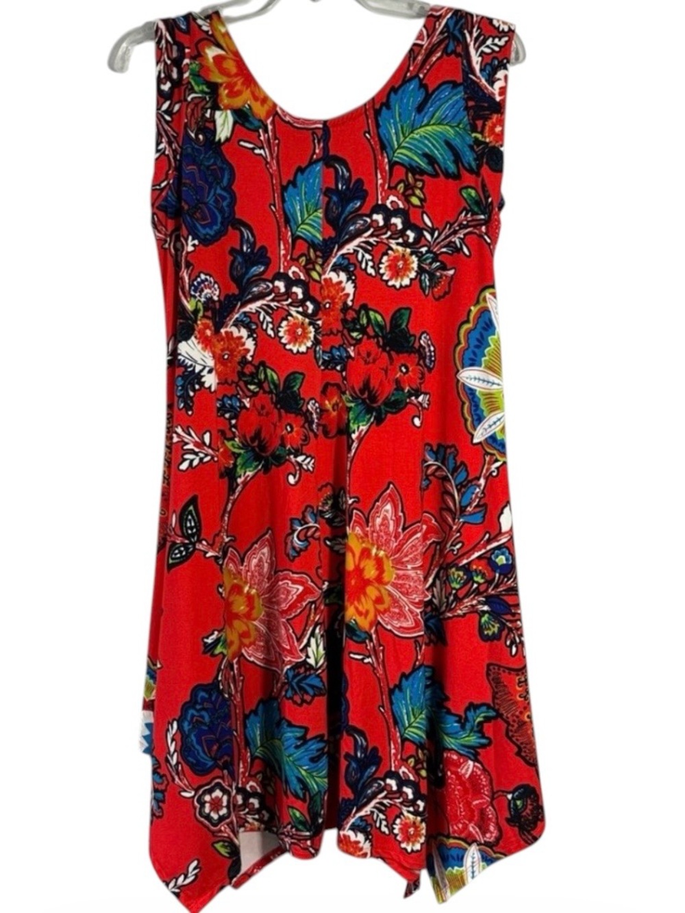 NWT Grace Elements Red Tangerine Floral Midi Dress Size Small